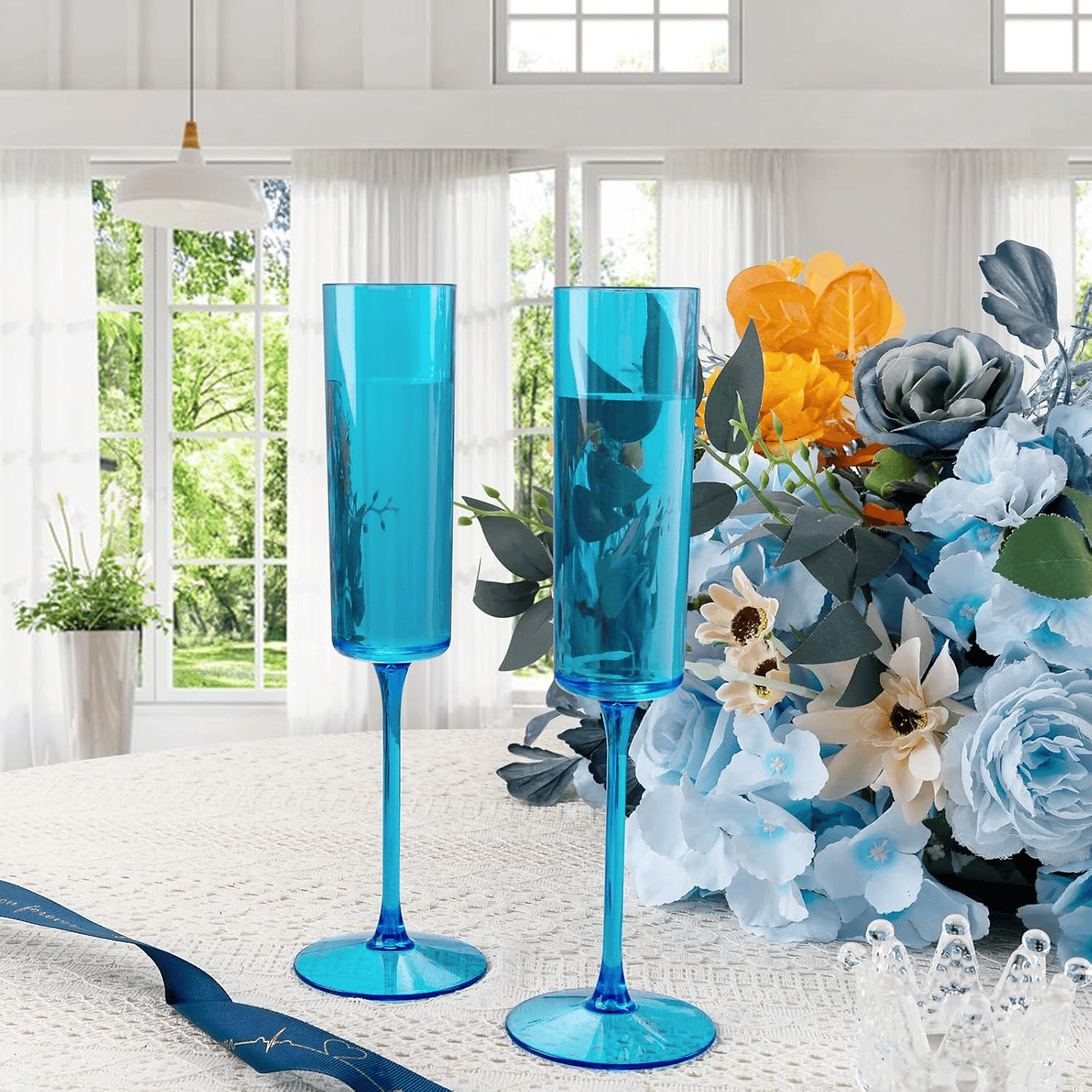 Blue YOUBET Champagne Flutes Plastic — view 8