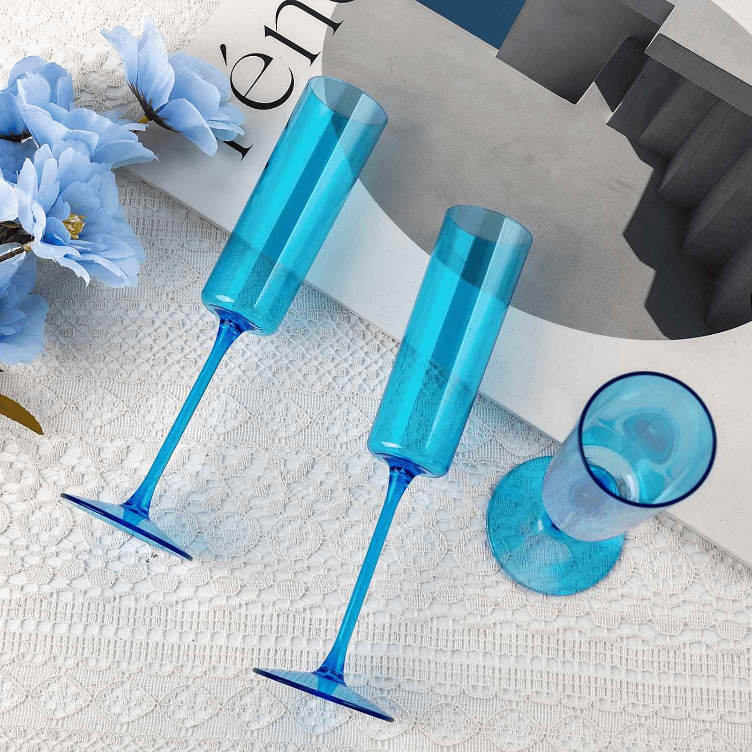 Blue YOUBET Champagne Flutes Plastic — view 9