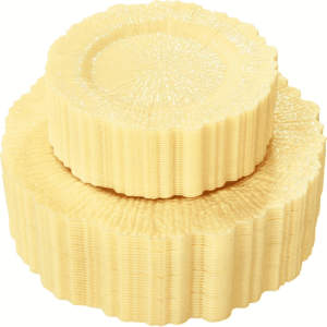 Light Yellow Disposable Plastic Party Plates (60 Pieces) — view 1