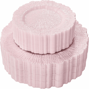 Pink Disposable Plastic Party Plates (60 Pieces) — view 1