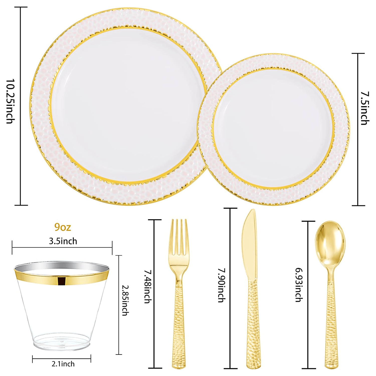 Pink And Gold Disposable Plastic Plates (150 Pieces) — view 3
