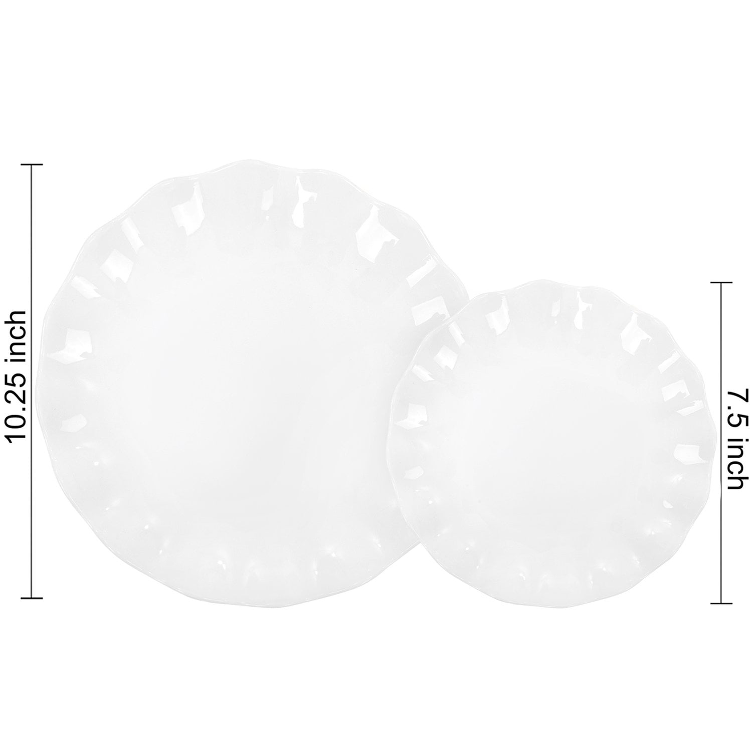 White LIYH Scalloped Plastic Plates Reusable Unbreakable Dinner Plates Set — view 2
