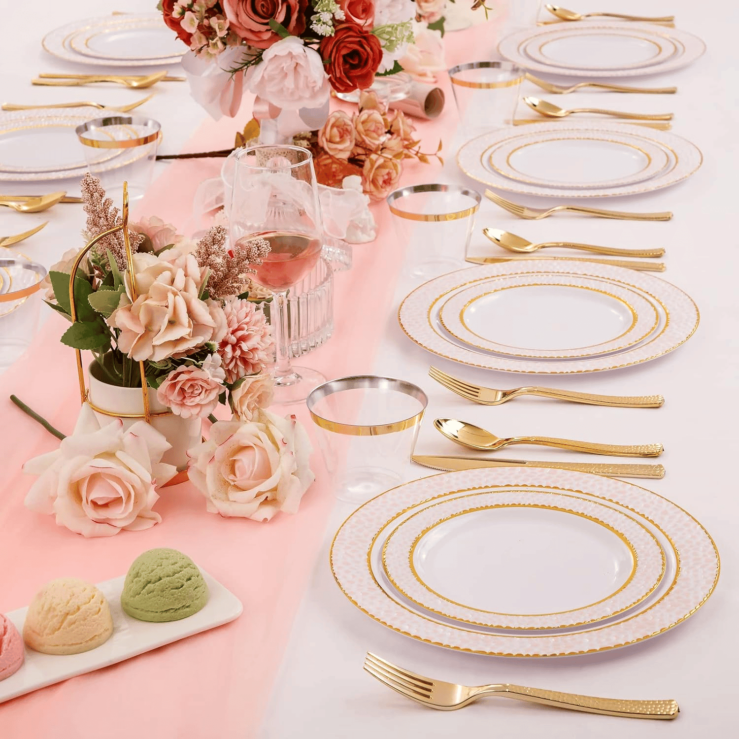 Pink And Gold Disposable Plastic Plates (150 Pieces) — view 8