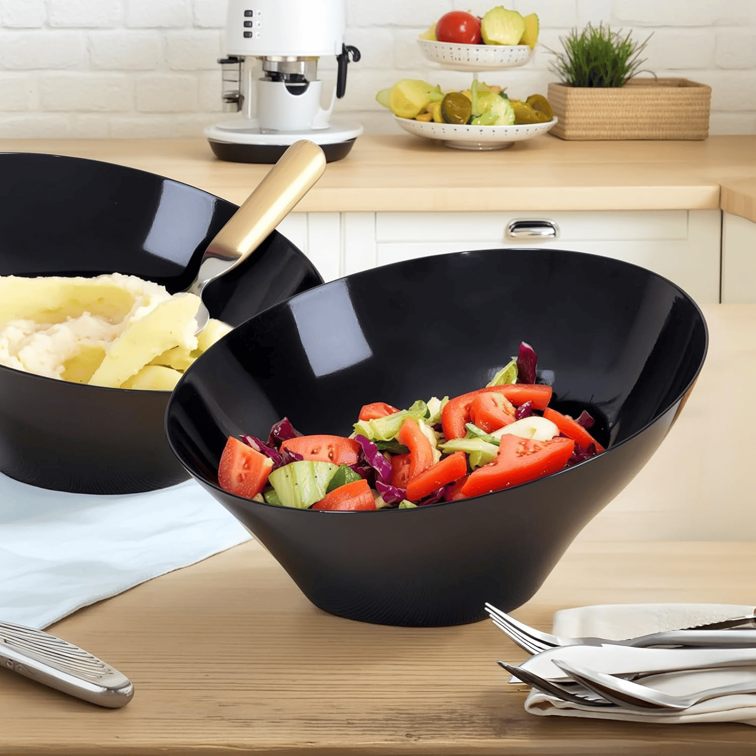 Black Plastic Serving Bowls — view 8