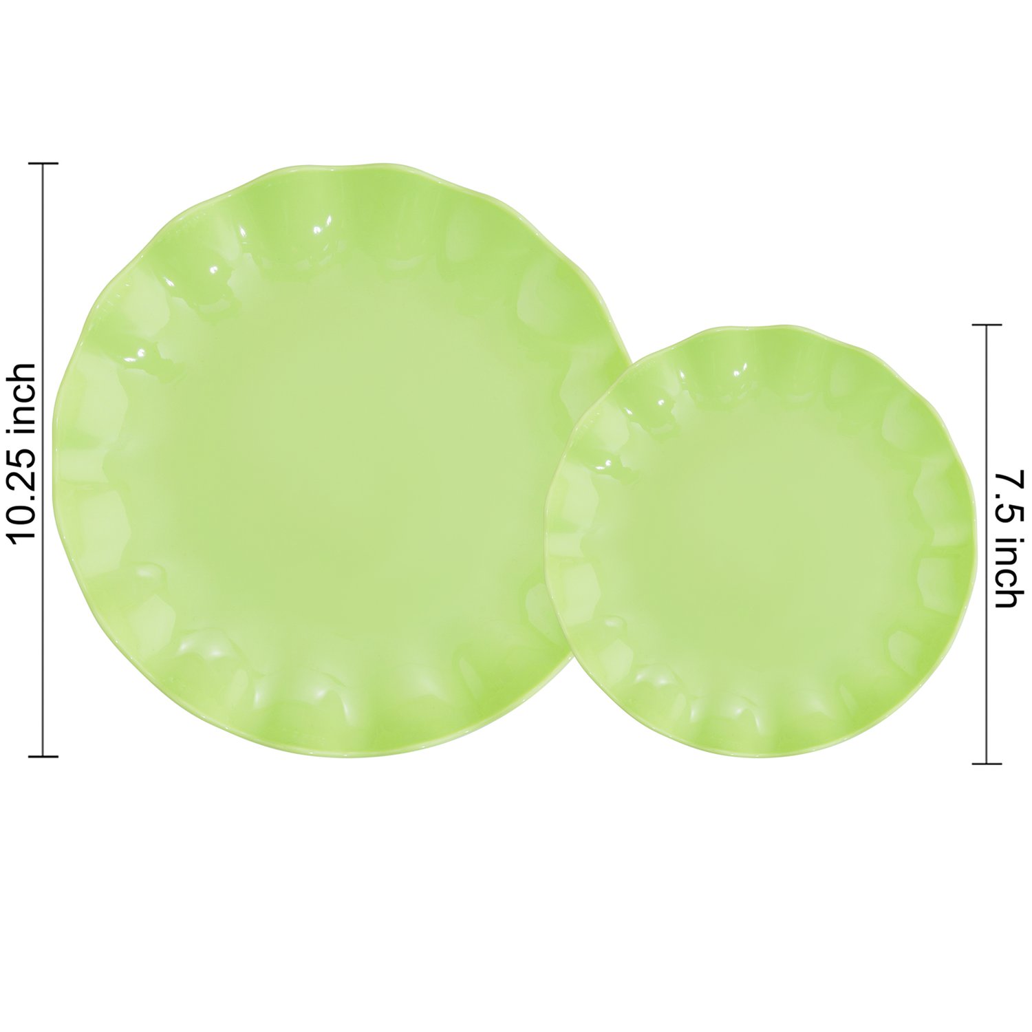 Green LIYH Scalloped Plastic Plates Reusable Unbreakable Dinner Plates Set — view 2