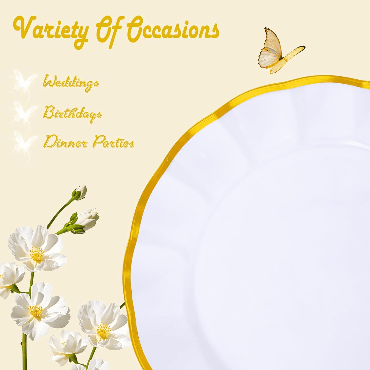 White Disposable Dinnerware Plates — view 3