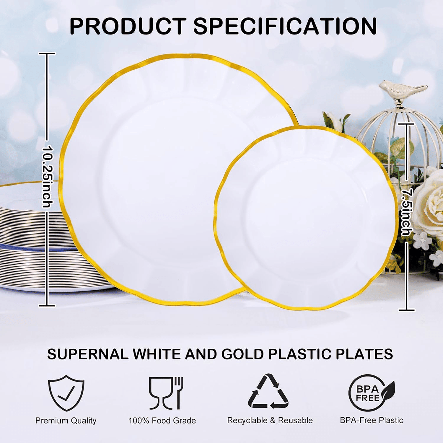 White Disposable Dinnerware Plates — view 4