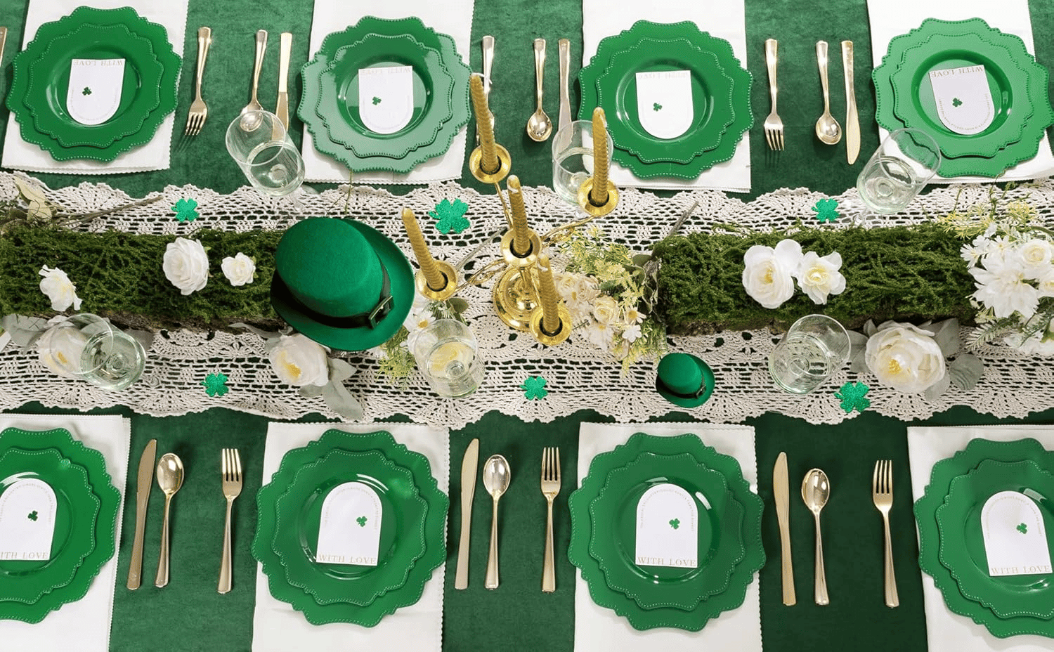 Green Disposable Plastic Plates-Heavy duty plate for party/wedding/anniversary 30 dinner plates and 30 dessert/salad plates — view 10