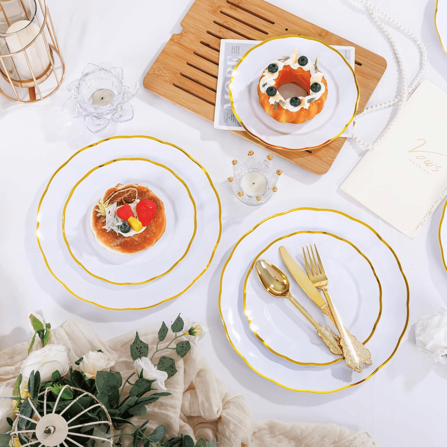 White Disposable Dinnerware Plates — view 5