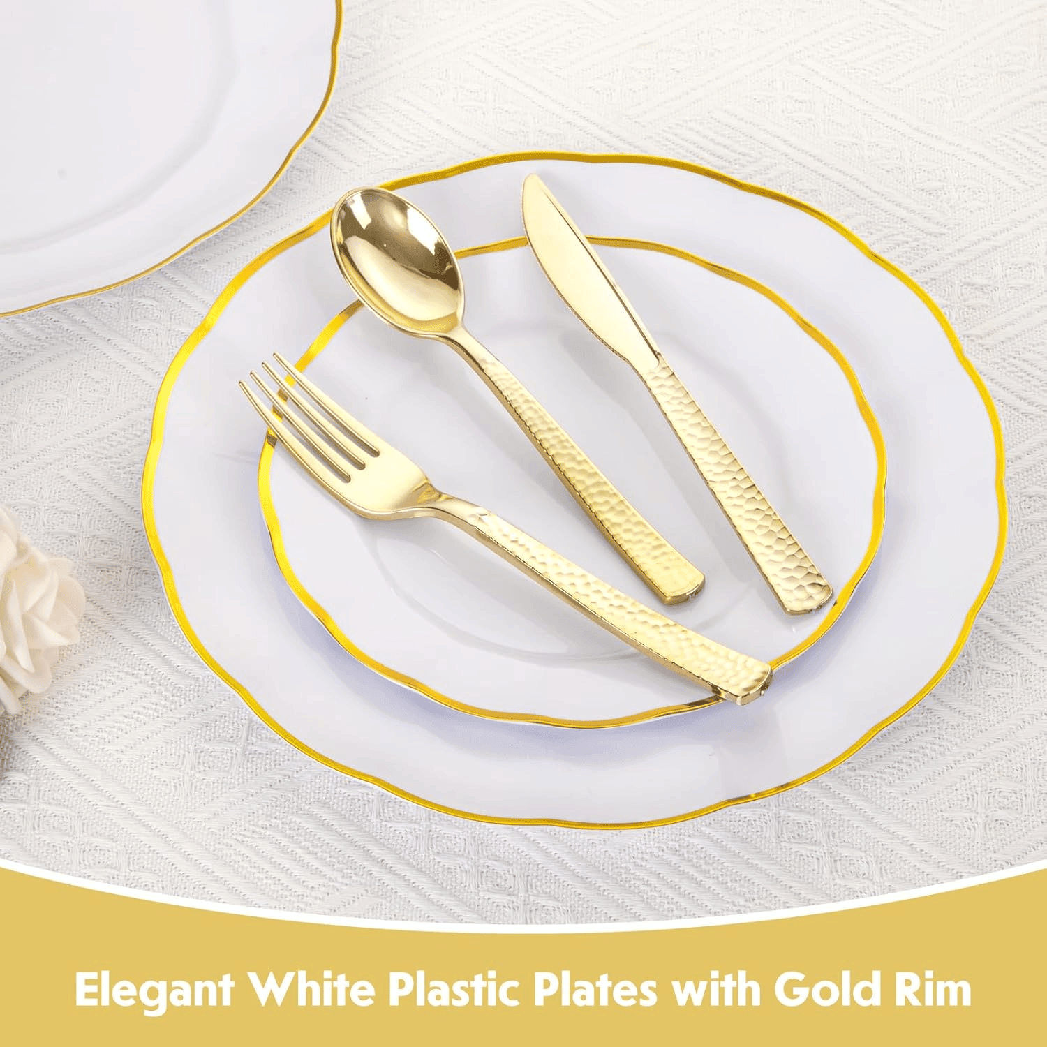 White Disposable Dinnerware Plates — view 6