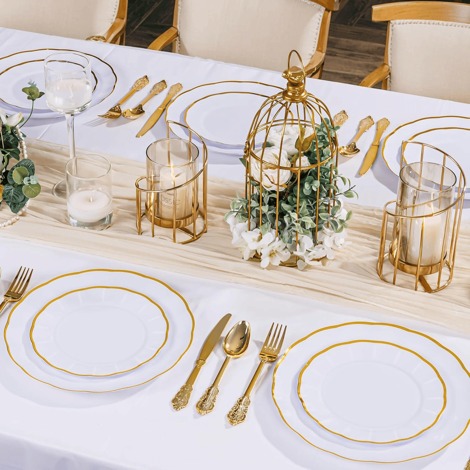White Disposable Dinnerware Plates — view 7