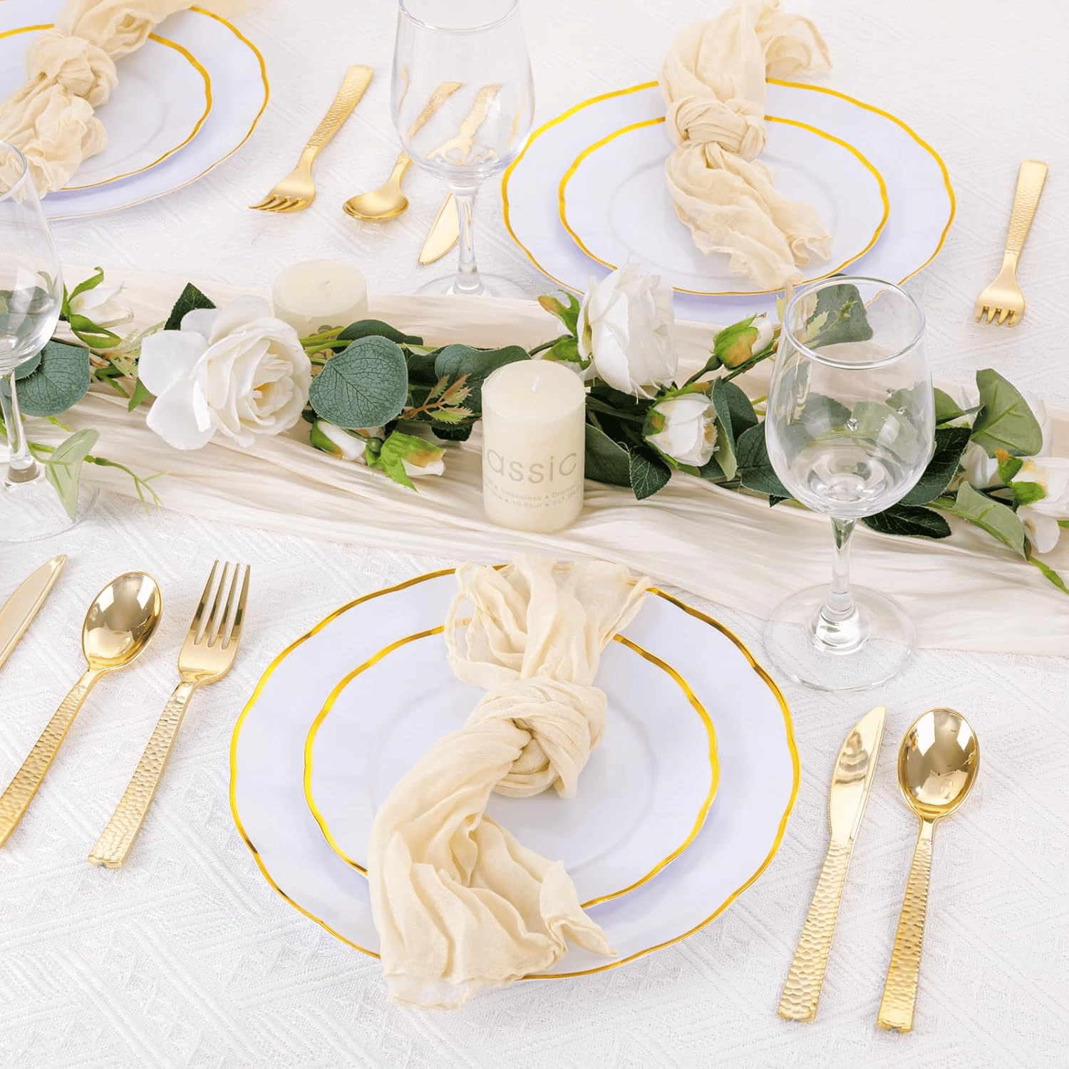 White Disposable Dinnerware Plates — view 8