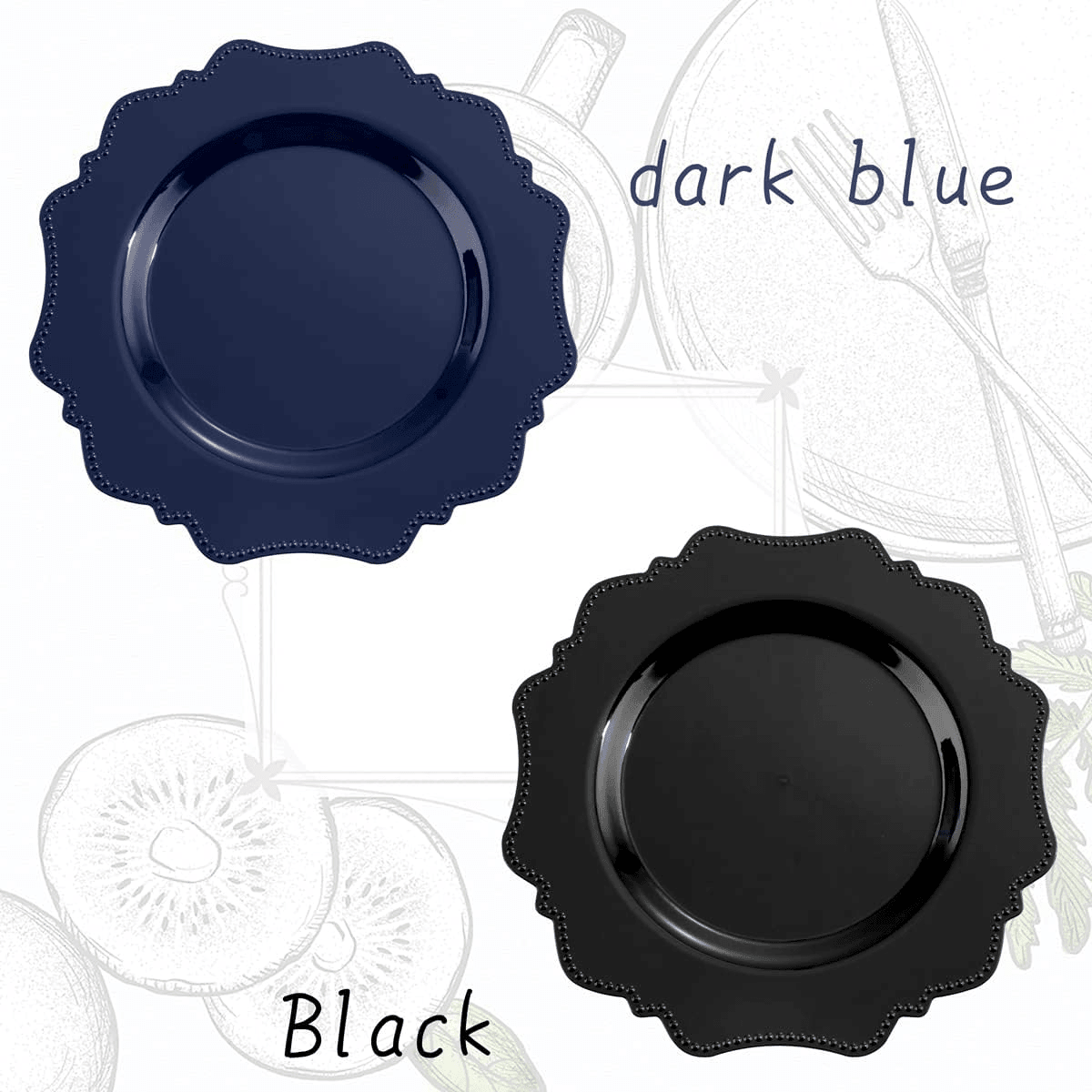Navy Blue Disposable Plastic Plates-Heavy duty plate for party/wedding/anniversary 30 dinner plates and 30 dessert/salad plates — view 9