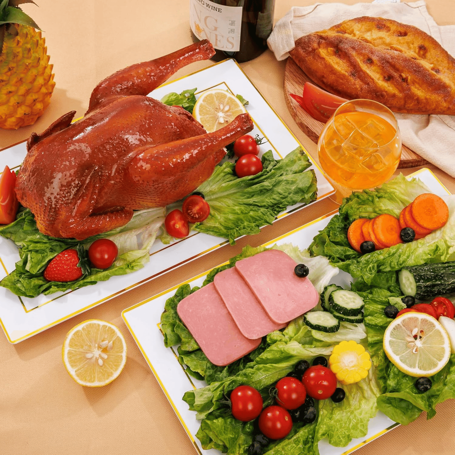 White Gold Plastic Serving Tray — view 8
