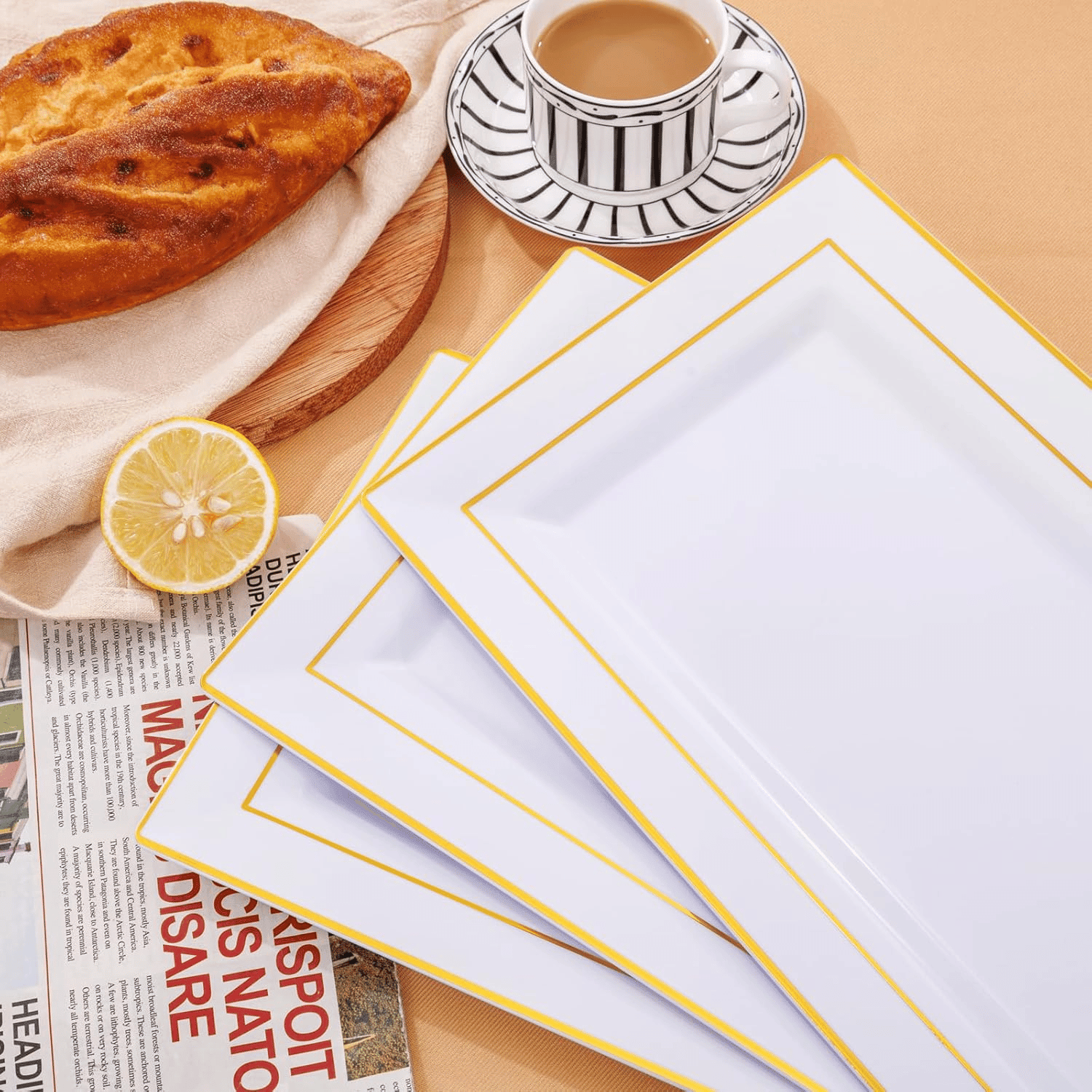 White Gold Plastic Serving Tray — view 9