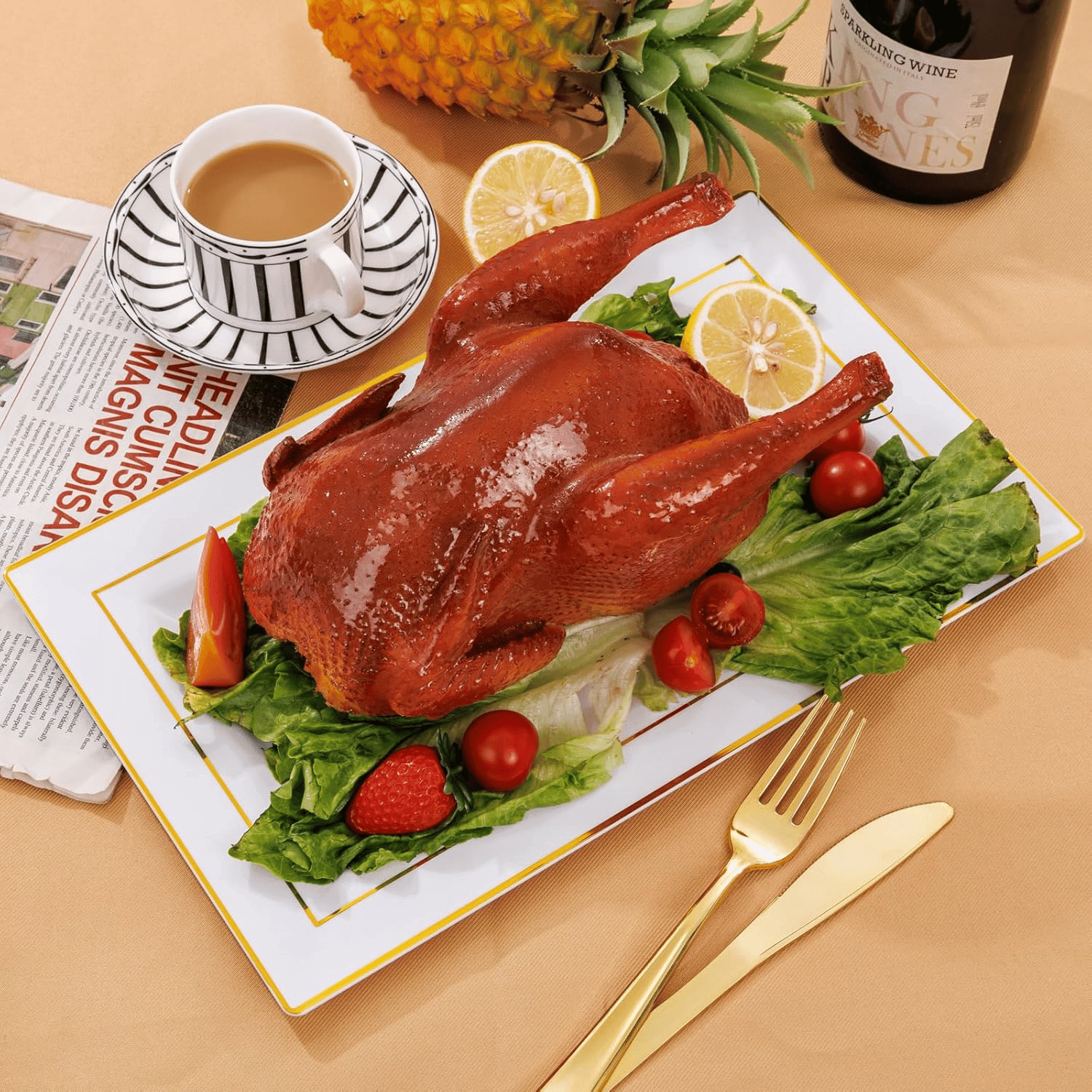 White Gold Plastic Serving Tray — view 10