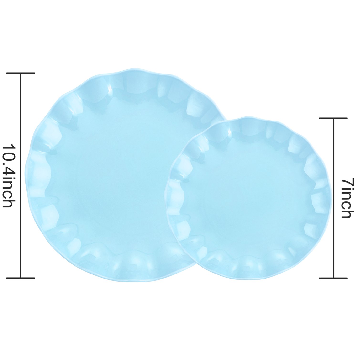 Blue LIYH Scalloped Plastic Plates Reusable Unbreakable Dinner Plates Set — view 2