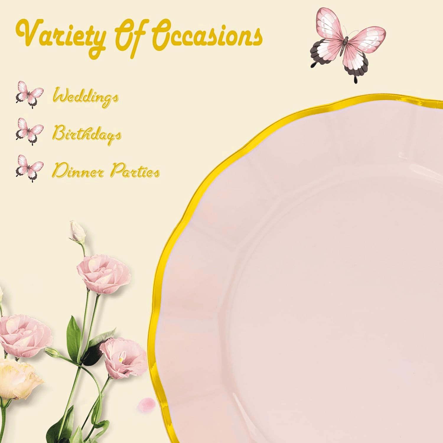 Pink Disposable Dinnerware Plates — view 3