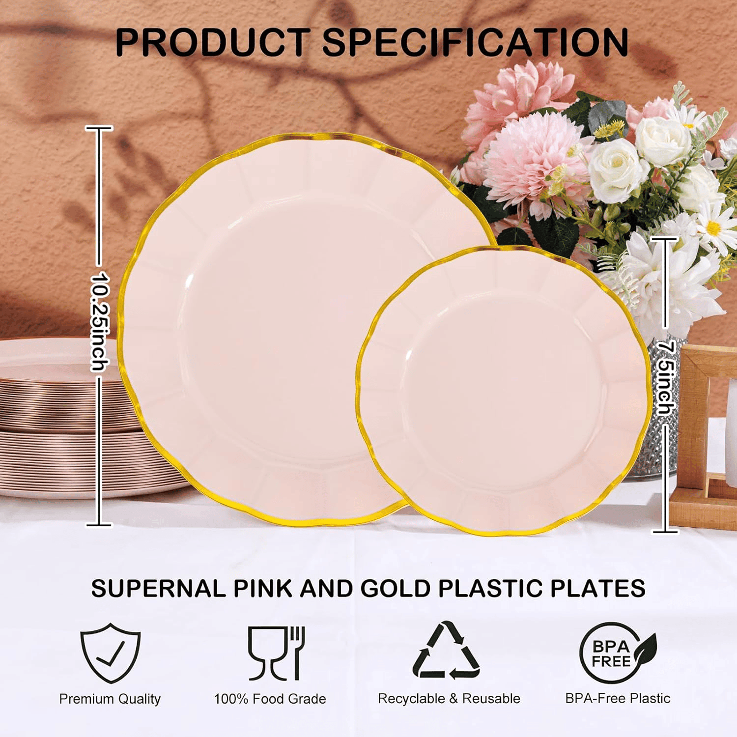 Pink Disposable Dinnerware Plates — view 4