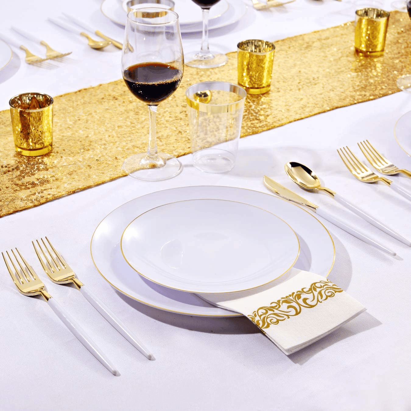 White And Gold Plastic Plates — view 8
