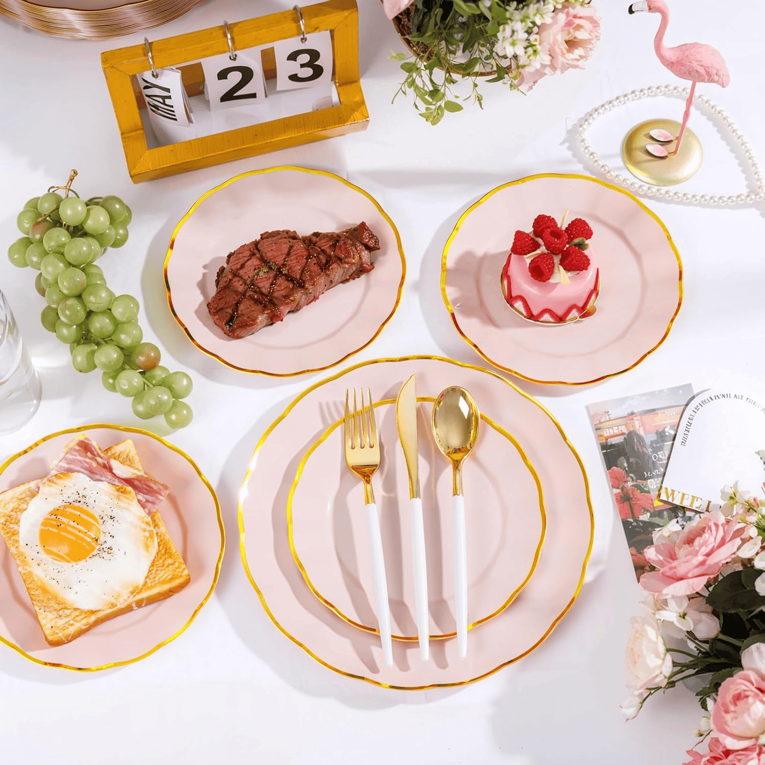 Pink Disposable Dinnerware Plates — view 5