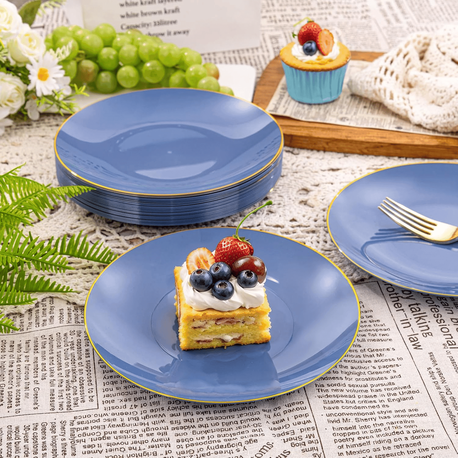 Dust Blue Plastic Plates — view 8