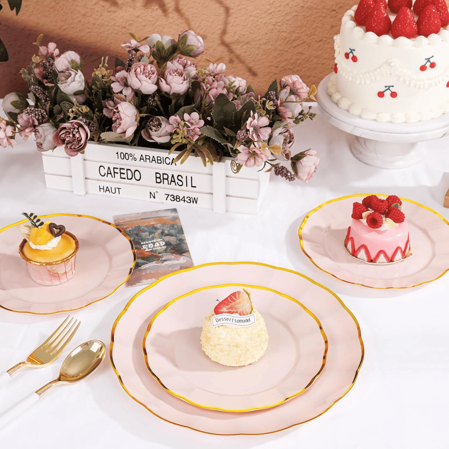 Pink Disposable Dinnerware Plates — view 6