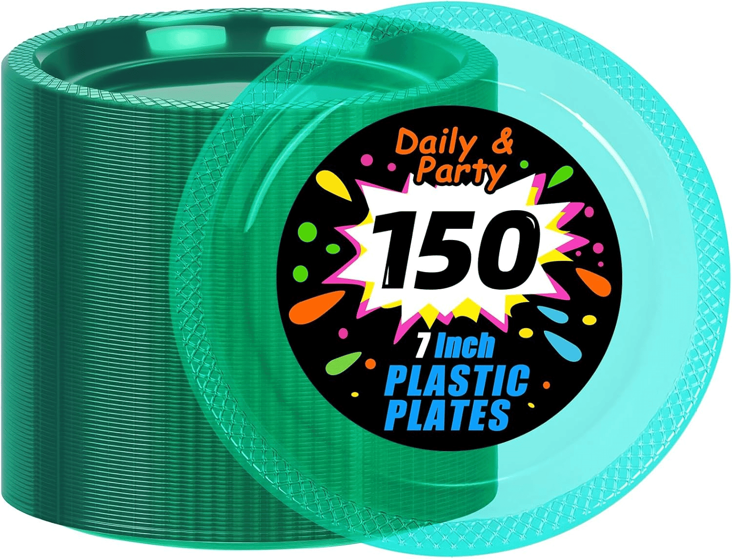 Translucent Teal Party Plates 7 Inch — view 1