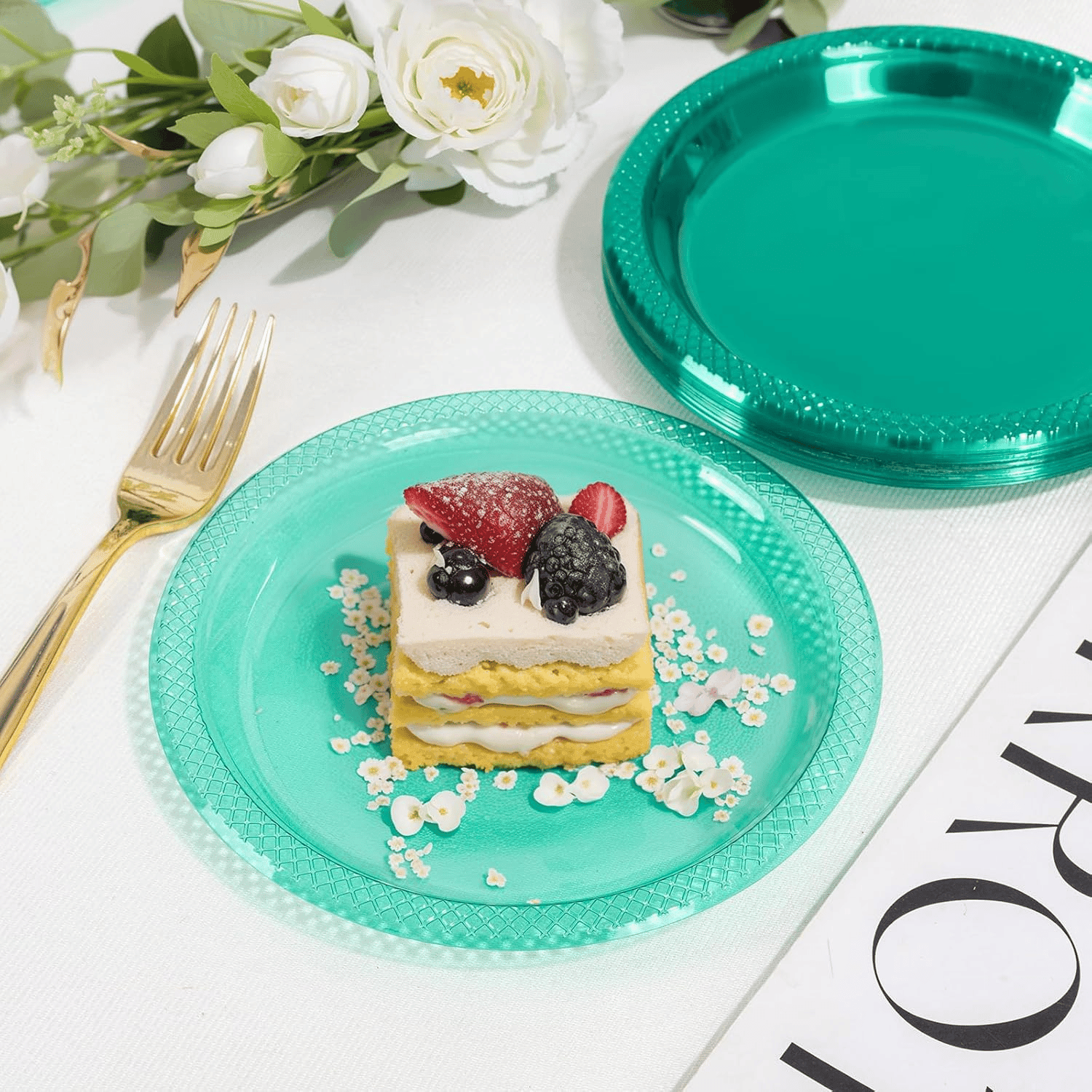 Translucent Teal Party Plates 7 Inch — view 2