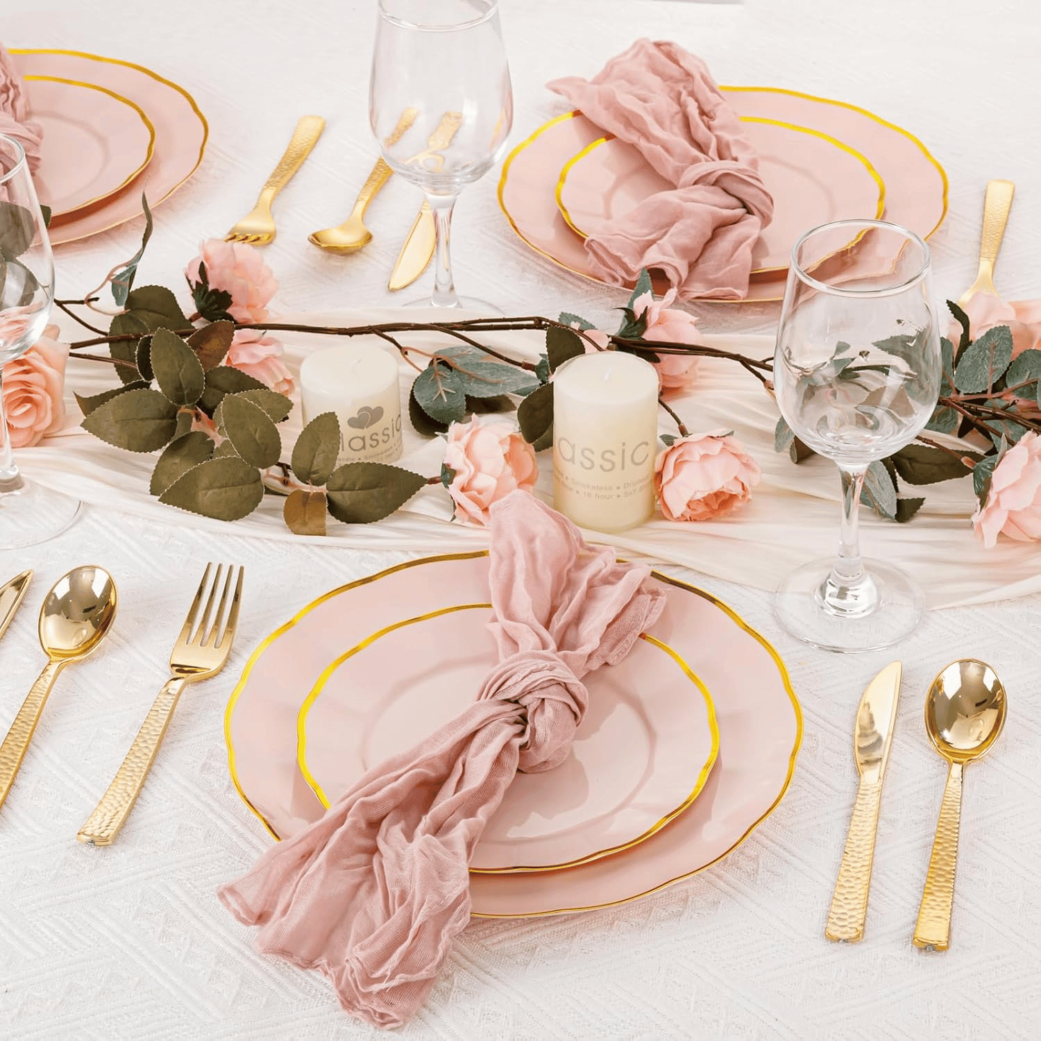 Pink Disposable Dinnerware Plates — view 7