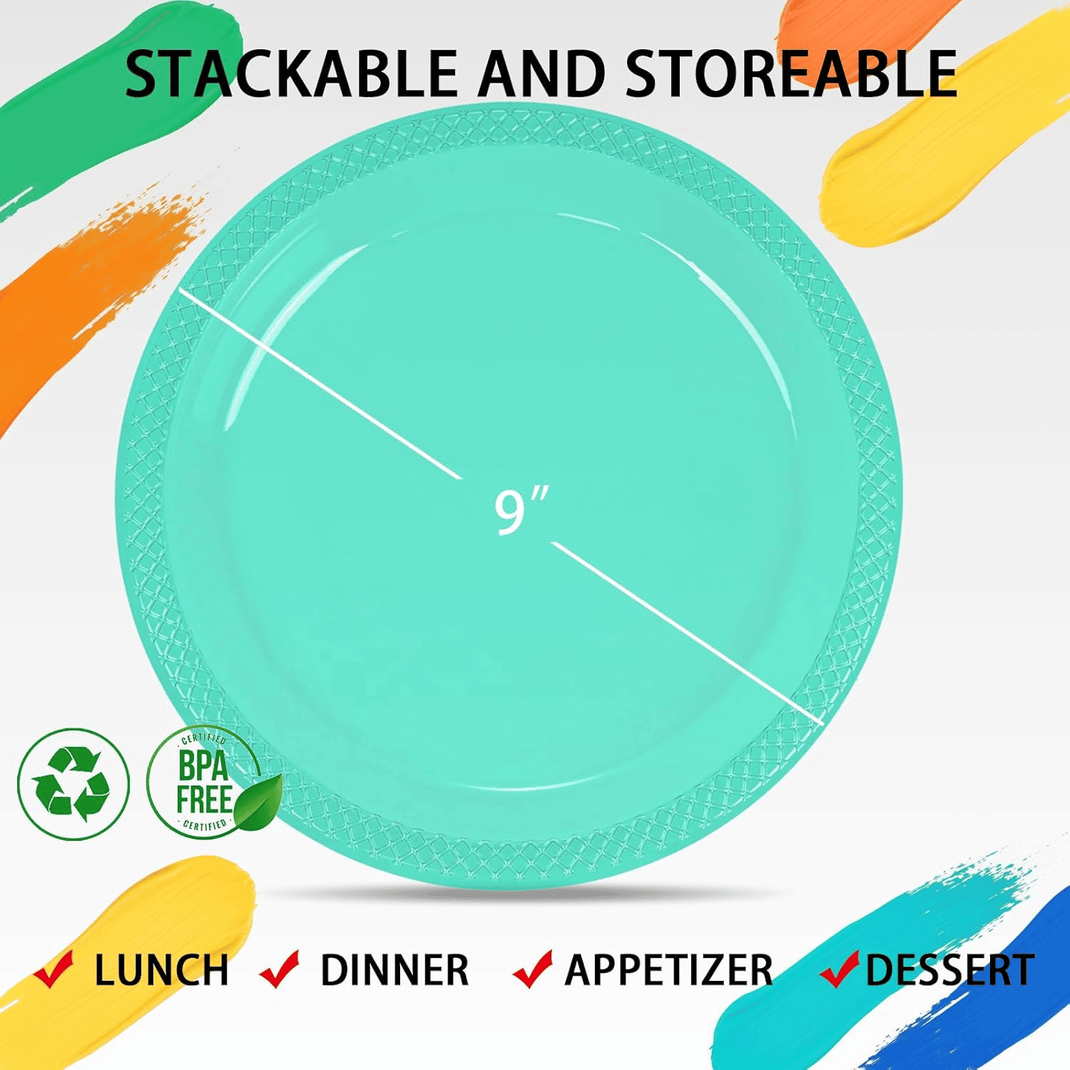 Teal Party Plates 7 Inch — view 5