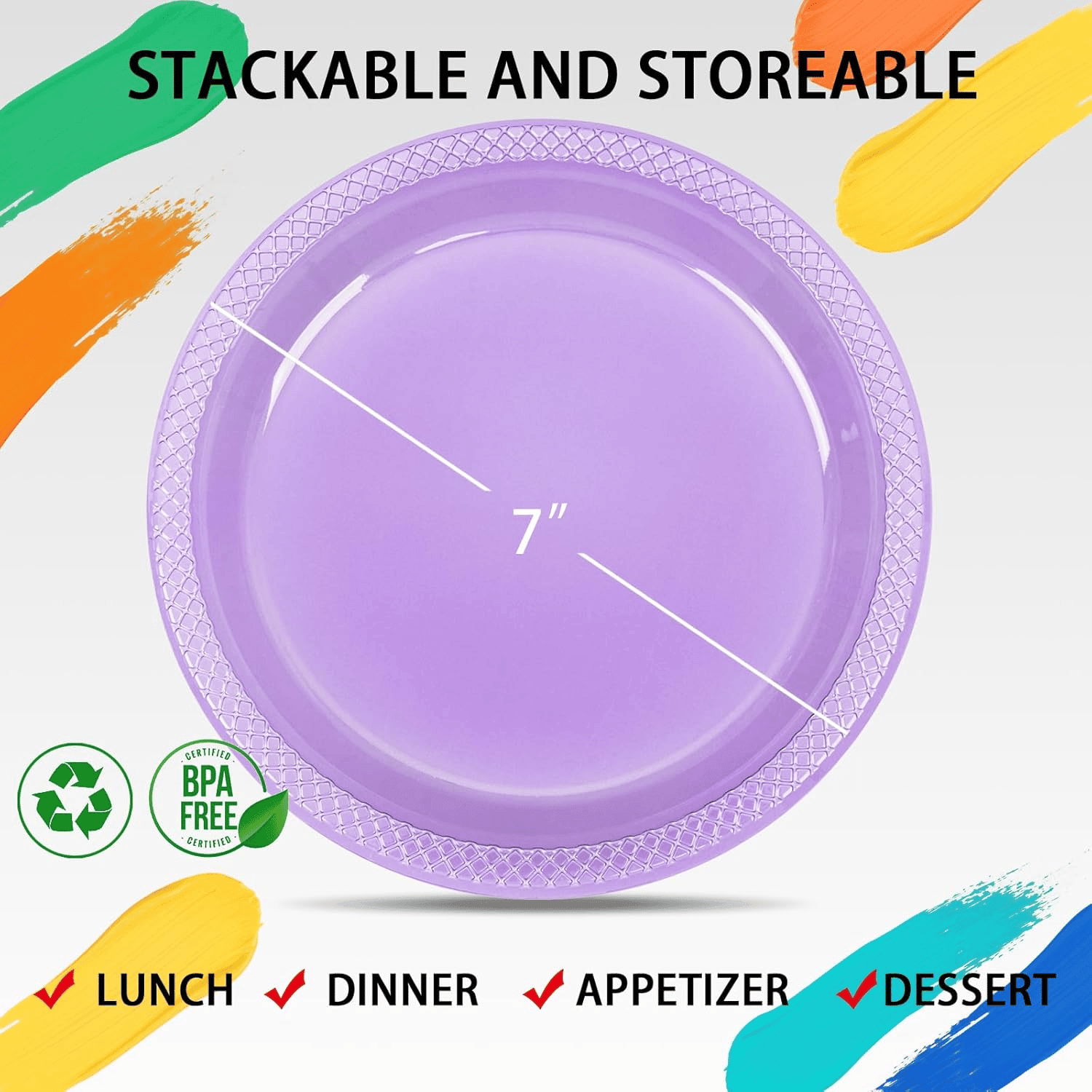 Translucent Purple Party Plates 7 Inch — view 2