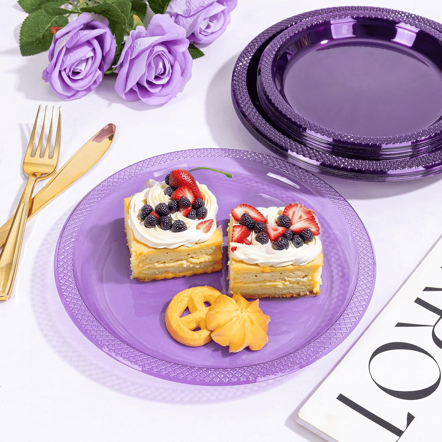 Translucent Purple Party Plates 7 Inch — view 3