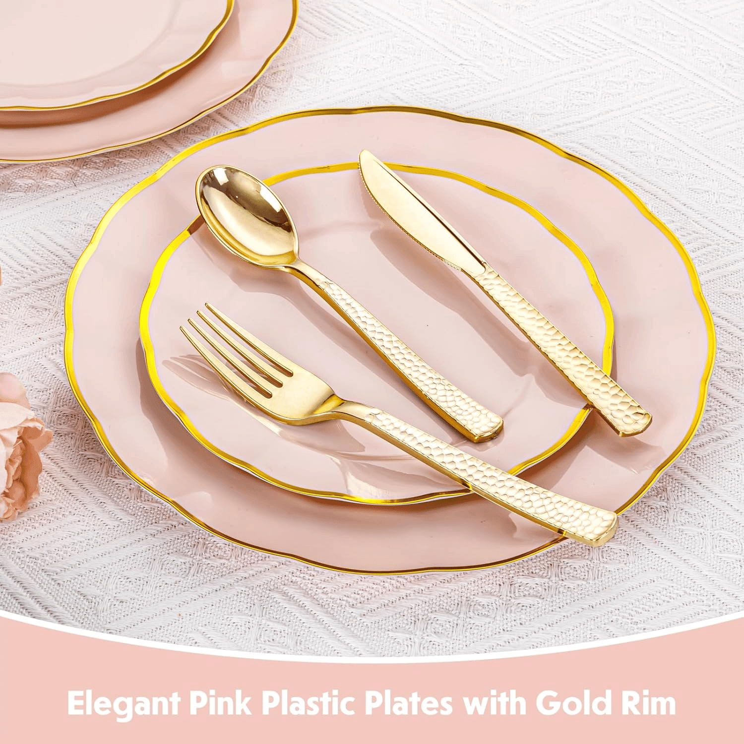 Pink Disposable Dinnerware Plates — view 8