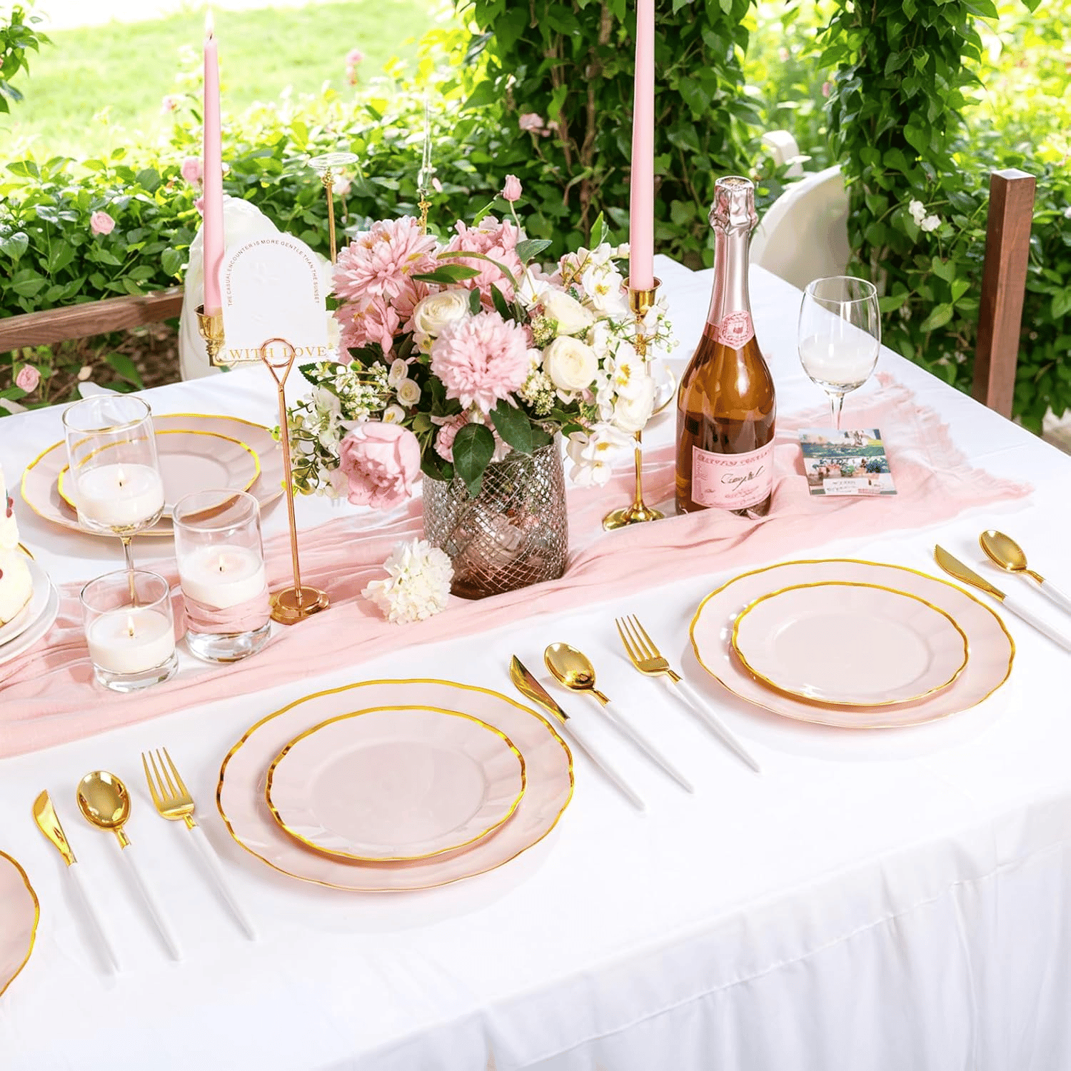 Pink Disposable Dinnerware Plates — view 10
