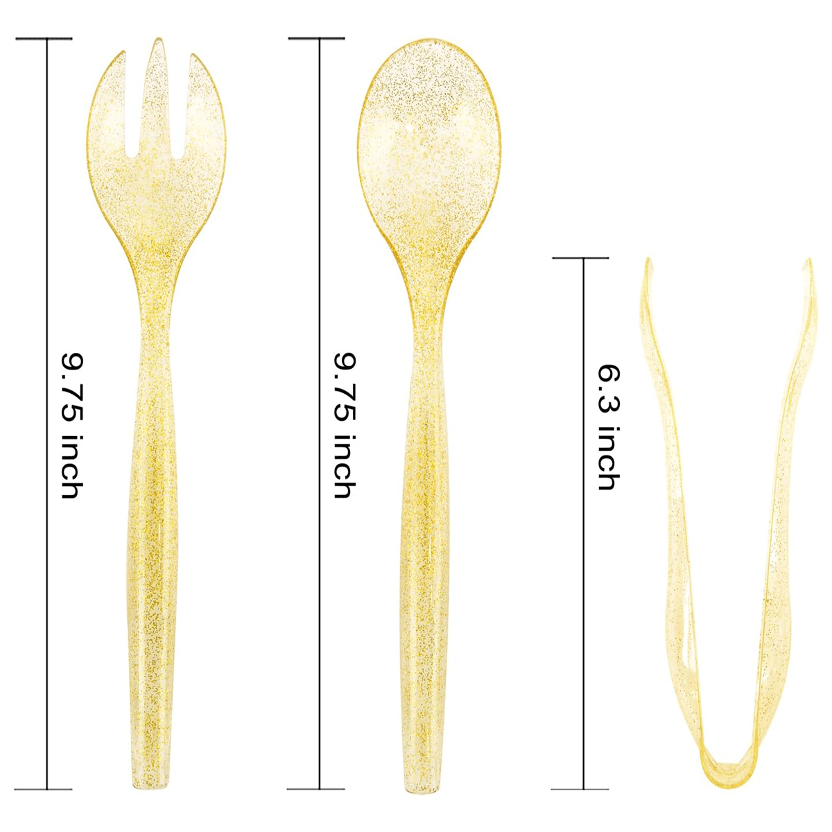 Gold Serving Utensils,Plastic Serving Utensils,Disposable Serving Utensils Set Include 9.75"Serving Spoons 9.75"Serving Forks 6.3"Plastic Serving Tongs for (36 Pieces) — view 3