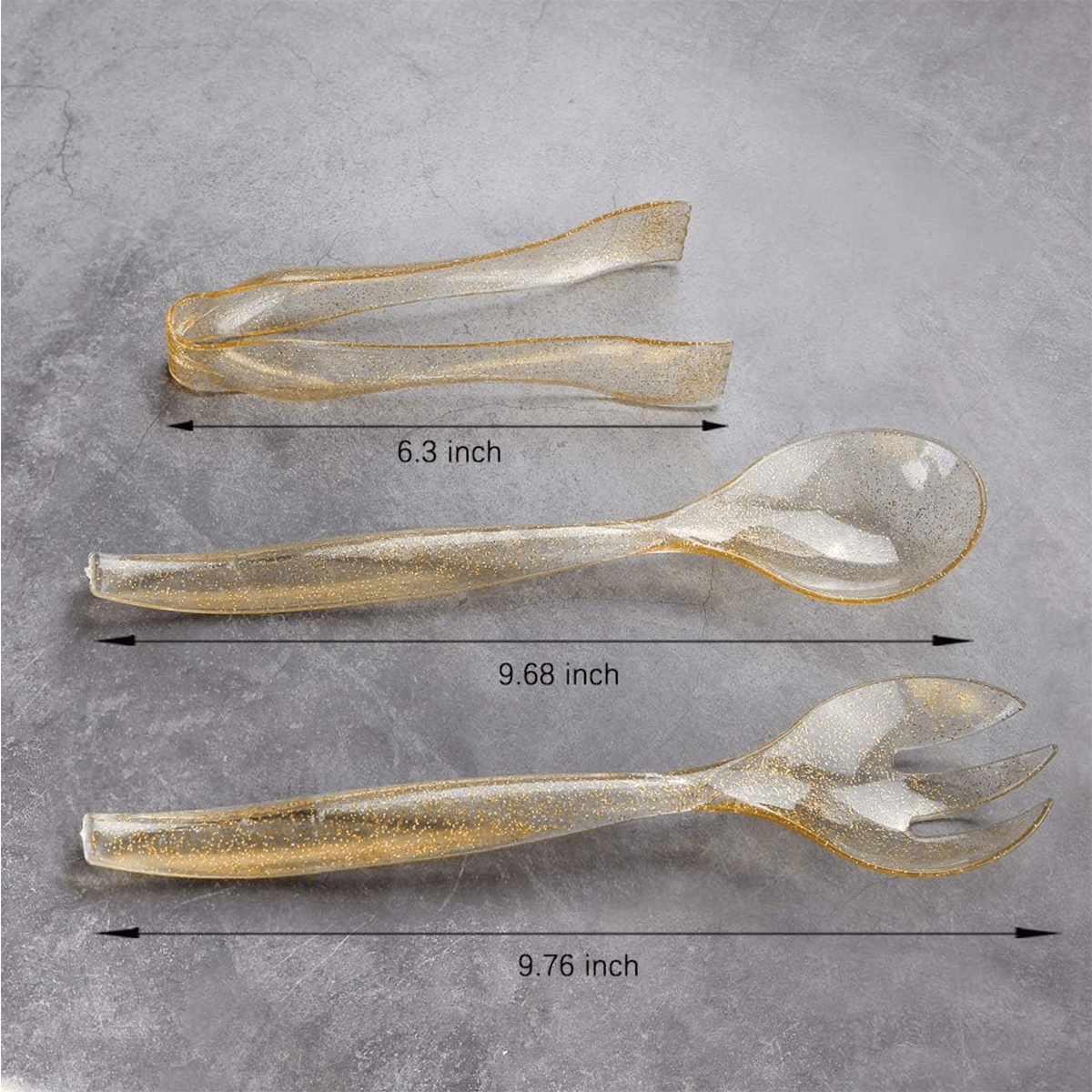 Gold Serving Utensils,Plastic Serving Utensils,Disposable Serving Utensils Set Include 9.75"Serving Spoons 9.75"Serving Forks 6.3"Plastic Serving Tongs for (36 Pieces) — view 8
