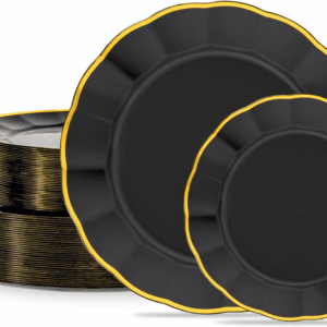 Black Disposable Dinnerware Plates — view 1