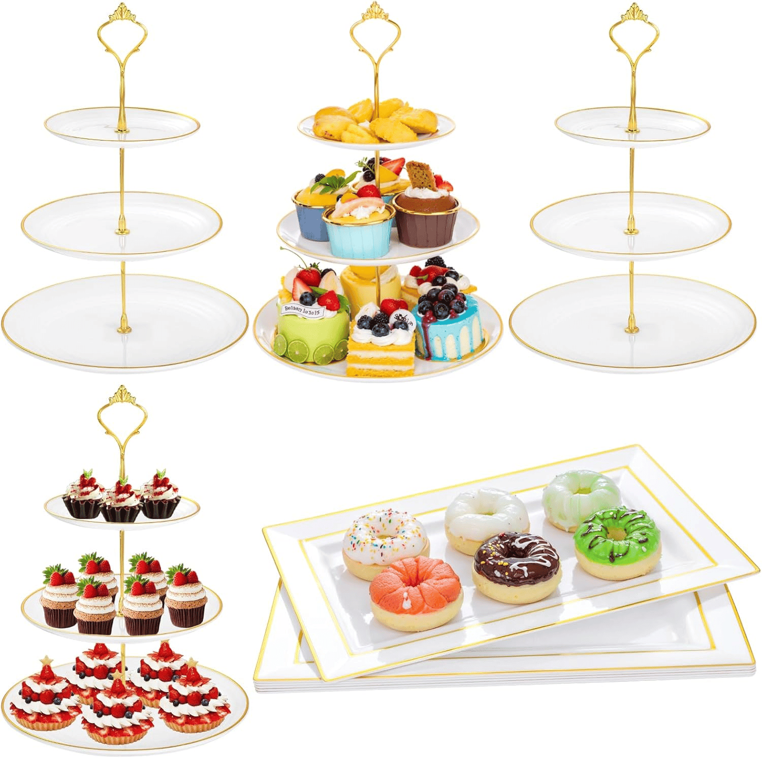 3-Tier Dessert Stand Set (6 Pieces) — view 1