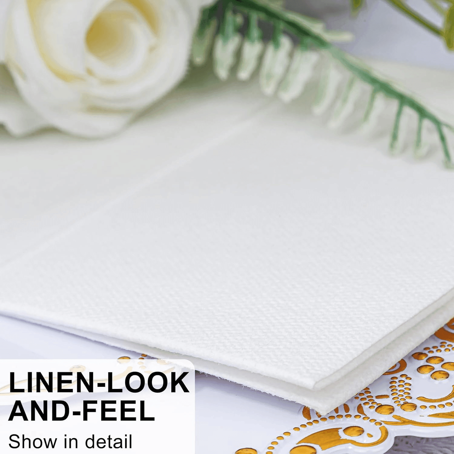 White Paper Napkins with Built-in Flatware Pocket — view 8