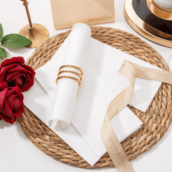 White Paper Napkins with Built-in Flatware Pocket — view 9