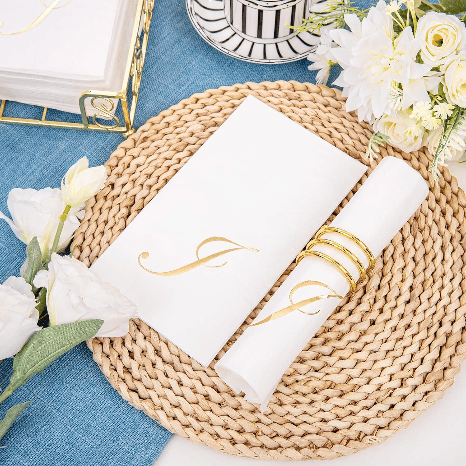 Gold Letter Cocktail Napkins (100 Pieces) — view 8