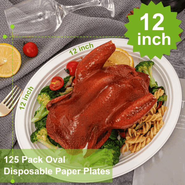 White 100% Compostable Paper Plates — view 3