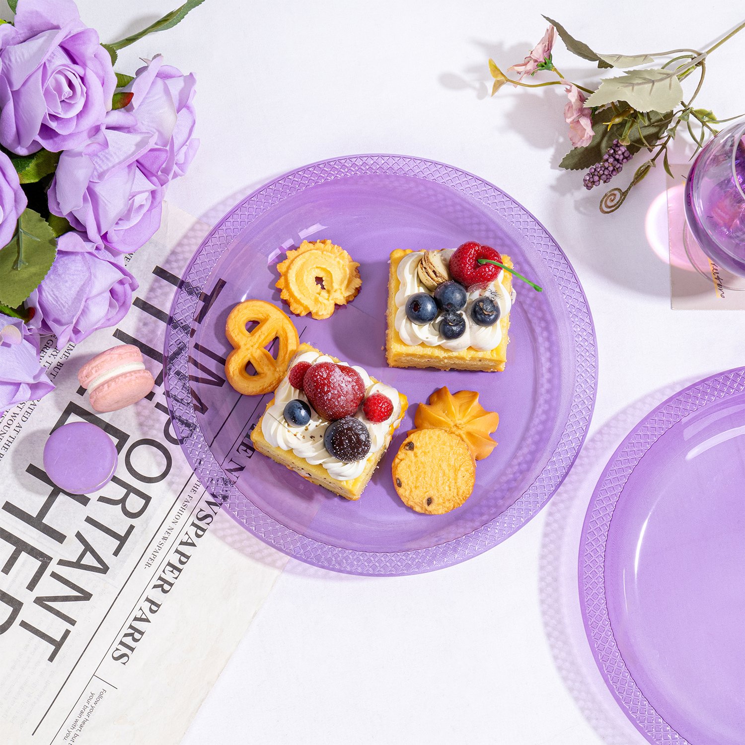 Lavender 10inch Disposable Dinner Plates for Party (150 Pieces) — view 2