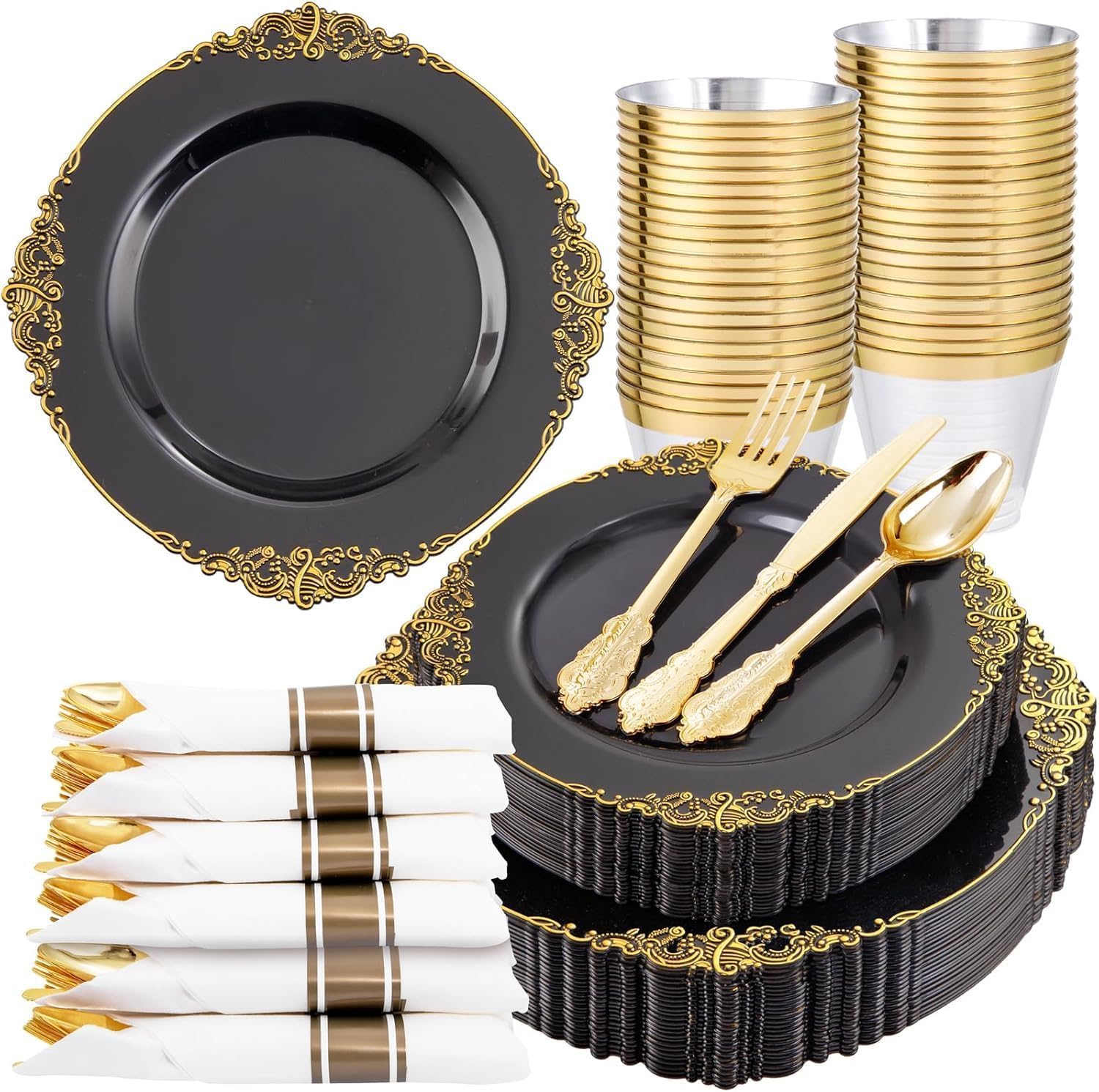 Black Plastic Plates Set — view 1