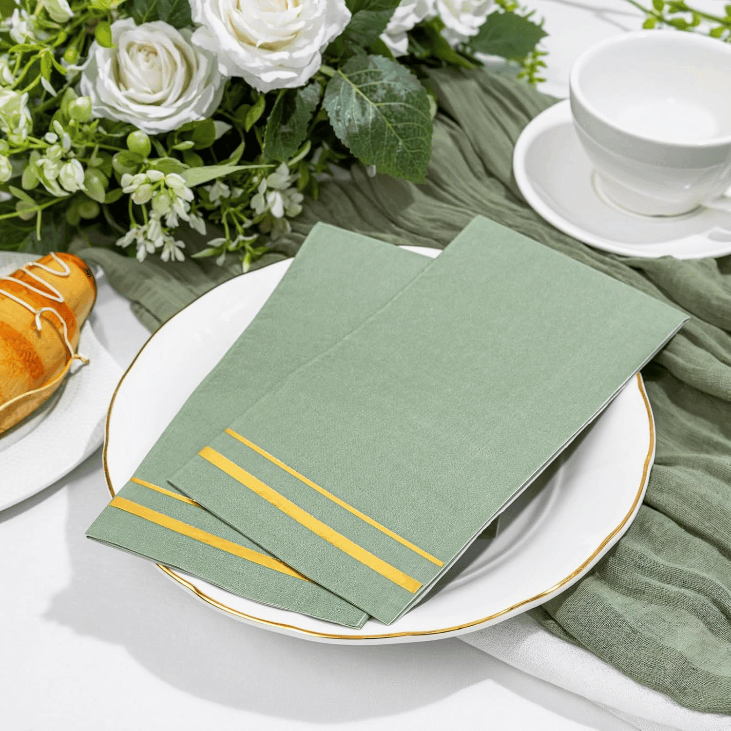 Sage Green 100-Count 3-Ply disposable Napkins (100 Pieces) — view 8