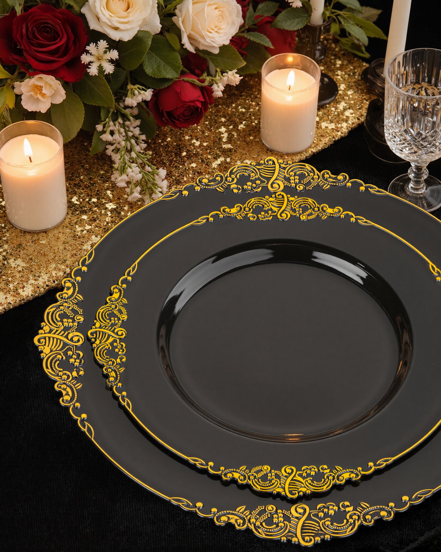 Black Plastic Plates Set — view 3