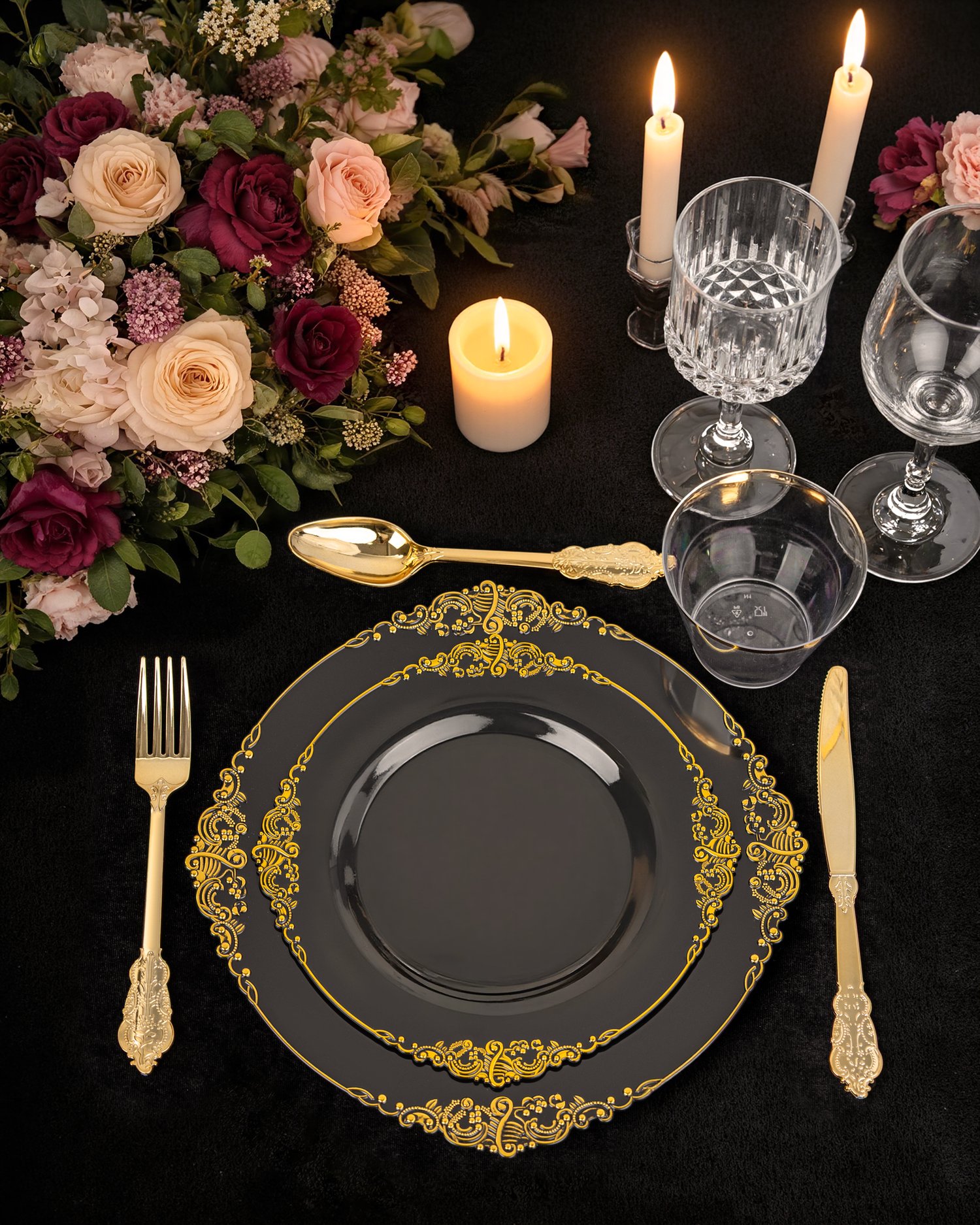 Black Plastic Plates Set — view 4
