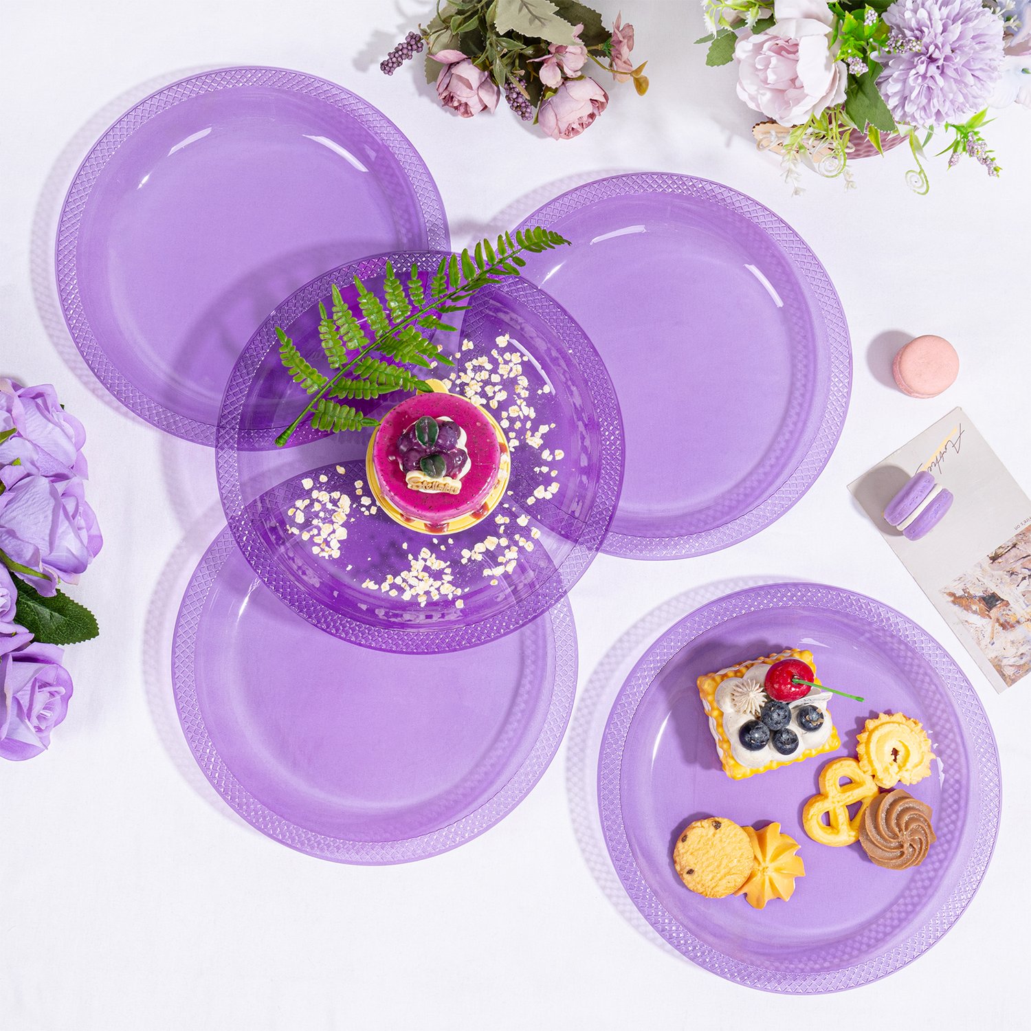 Lavender 10inch Disposable Dinner Plates for Party (150 Pieces) — view 3