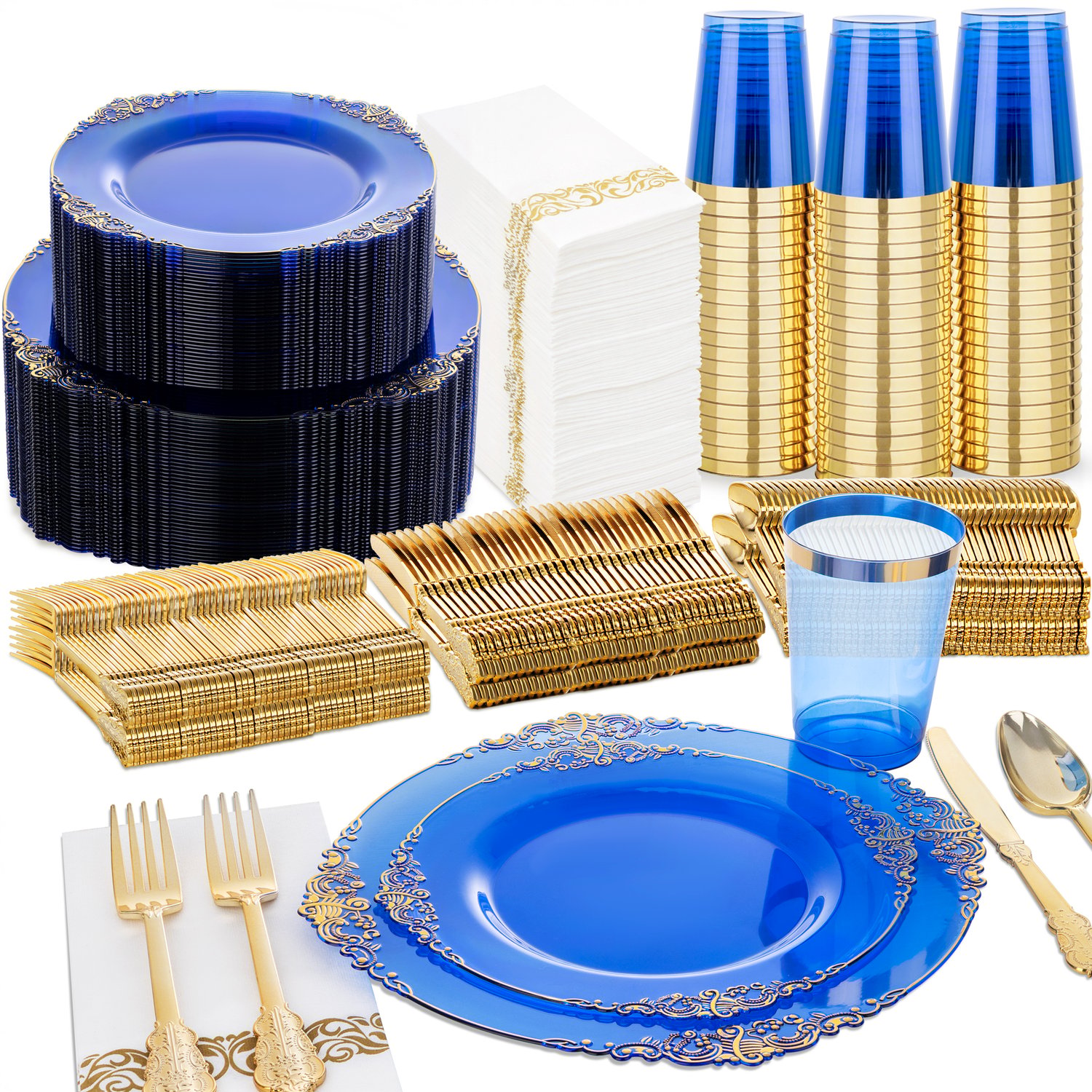 Blue Plastic Plates Set — view 1